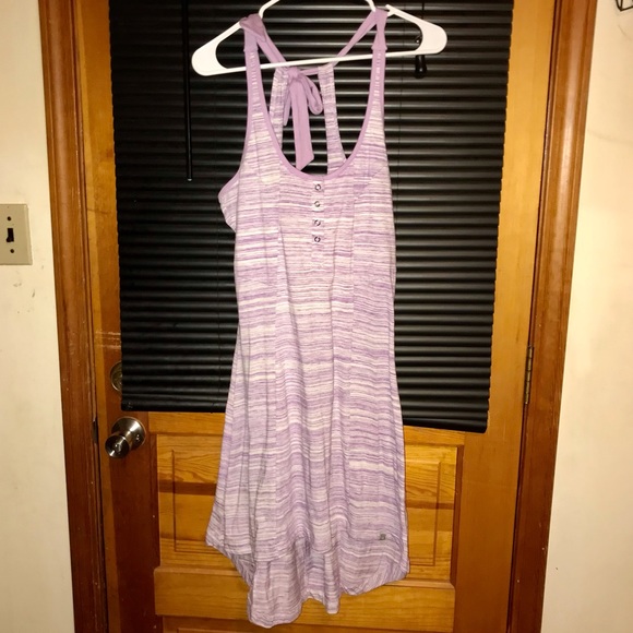 Medium Sundress Kira Avalanche Hi-Low Tank Tie Neck Adjust Snaps Lilac Yellow - Picture 2 of 8